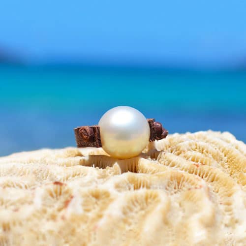 Bague avec perle d'Australie blanche - 12mm