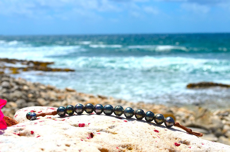 Bracelet 1 rang 12 perles de Tahiti - 11mm