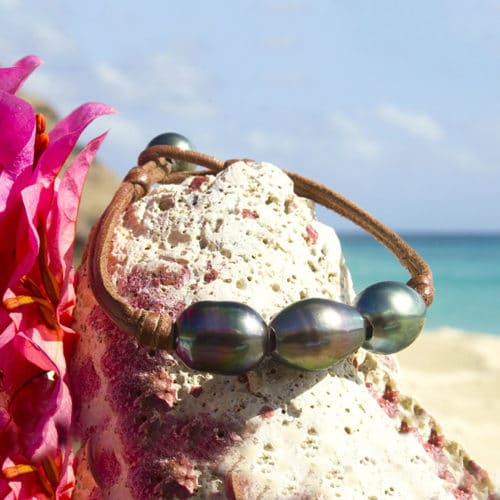 Bracelet 3 perles de Tahiti semi-baroques
