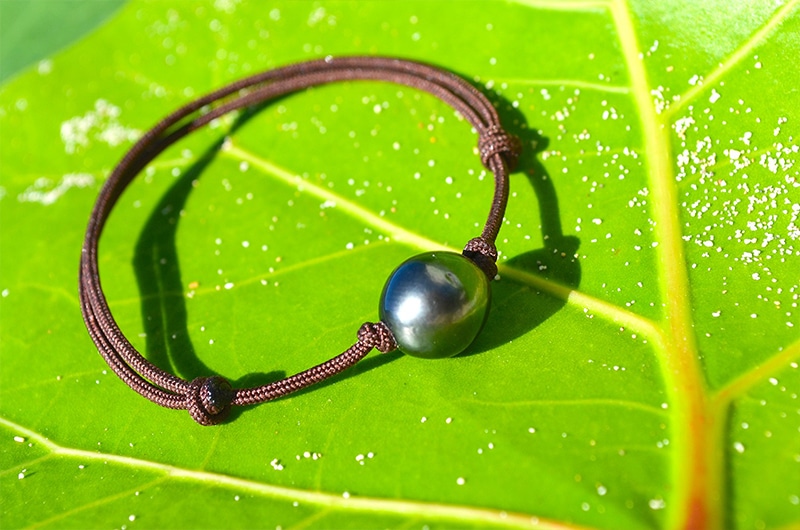 Bracelet ajustable une perle de Tahiti (10mm)
