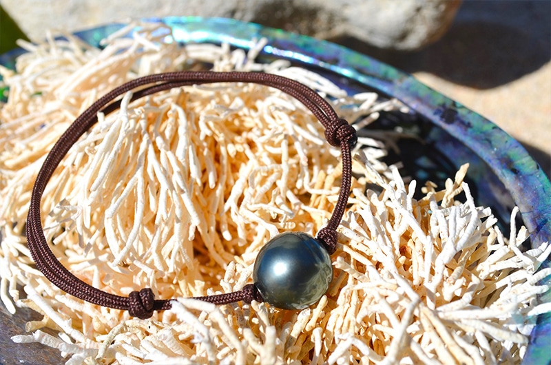 Bracelet ajustable une perle de Tahiti (11,5mm)