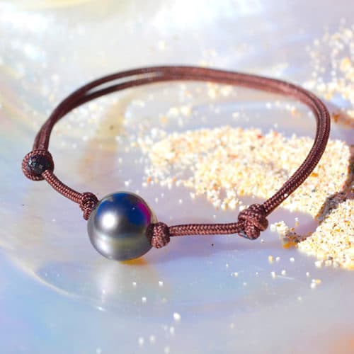 Bracelet ajustable une perle de Tahiti (9,5mm)