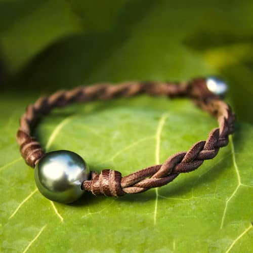 Bracelet tressé de 2 perles de Tahiti