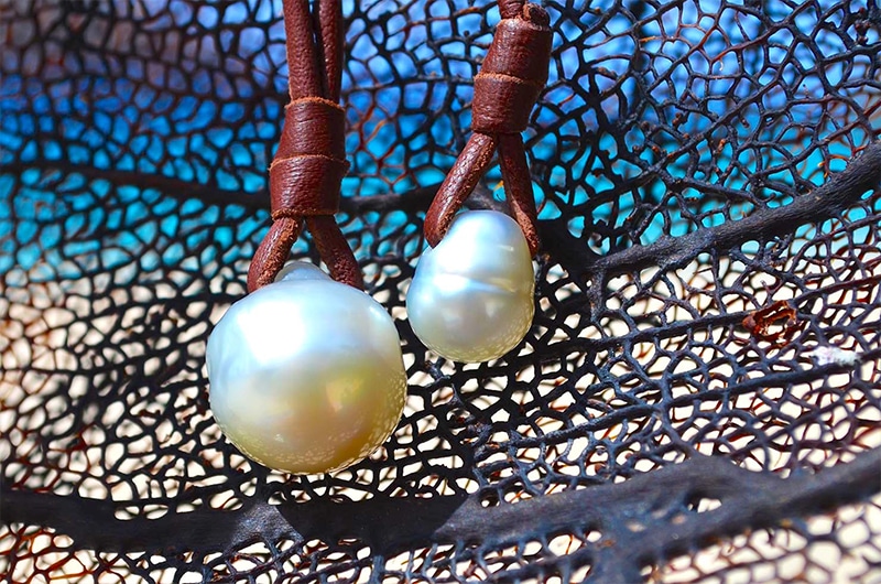 Collier pendentif perle blanche d'Australie