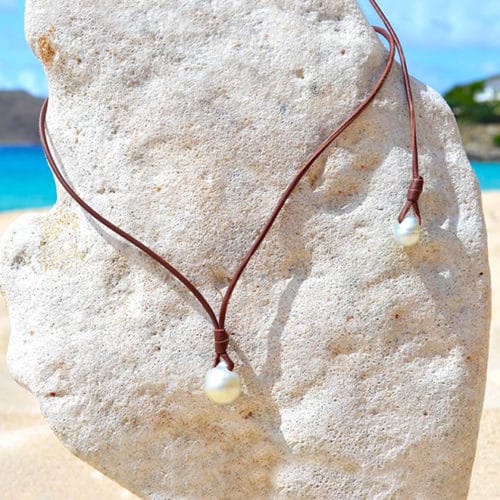 Collier pendentif perle blanche d'Australie