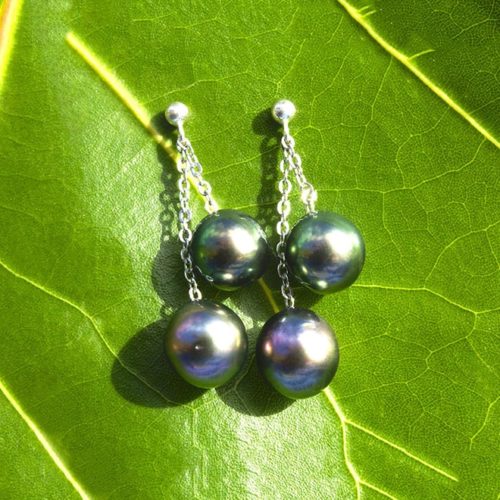 Silver Earrings 4 Tahitian pearls