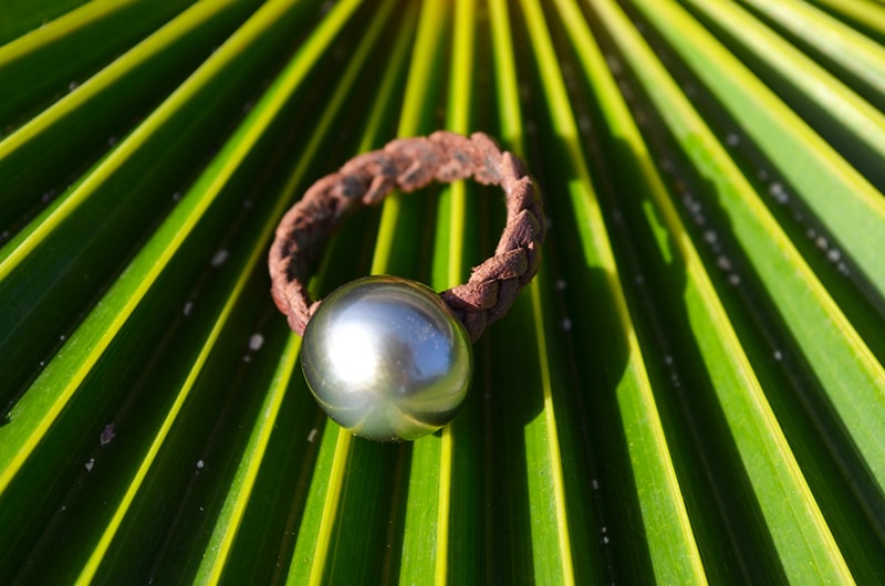 Bague tressée 1 perle de Tahiti - 12,5mm