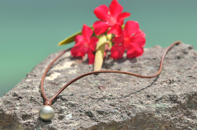Collier pendentif unisexe avec perle de Tahiti