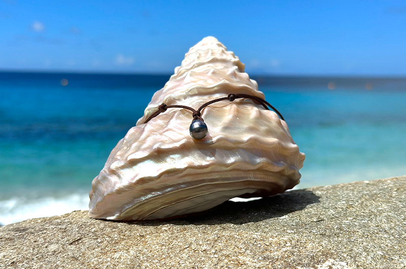 Collier ajustable avec perle de Tahiti baroque personnalisable