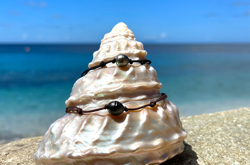 Collier ras de cou ajustable avec perle de Tahiti baroque personnalisable
