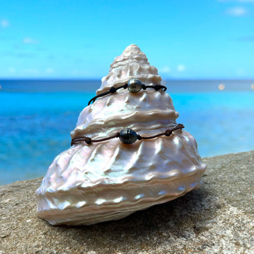 Collier ras de cou ajustable avec perle de Tahiti baroque personnalisable