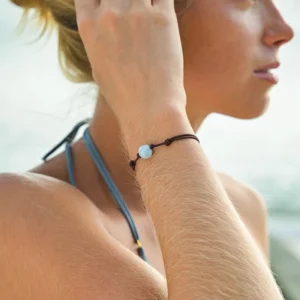 Bracelet ajustable aigue marine 8mm ou 10mm, seconde vue