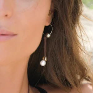Multicolor Pearl Hoop Earrings, second view