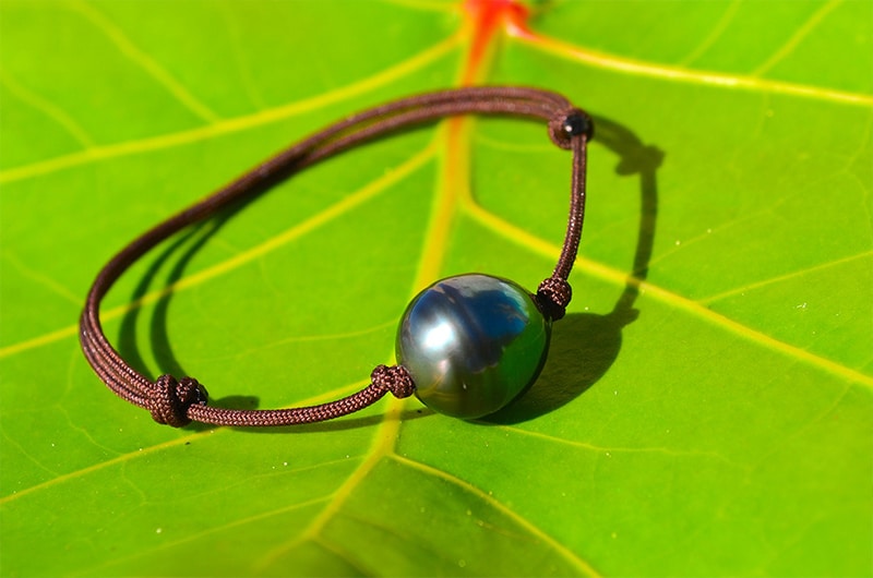 produit: Adjustable bracelet 1 Rimmed Tahitian Pearl (13mm)