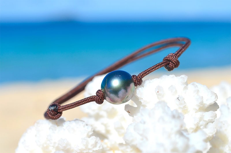 produit: Adjustable bracelet 1 Semi-Round Tahitian Pearl (9mm)