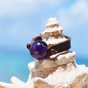 10 mm Amethyst Leather Ring, second view