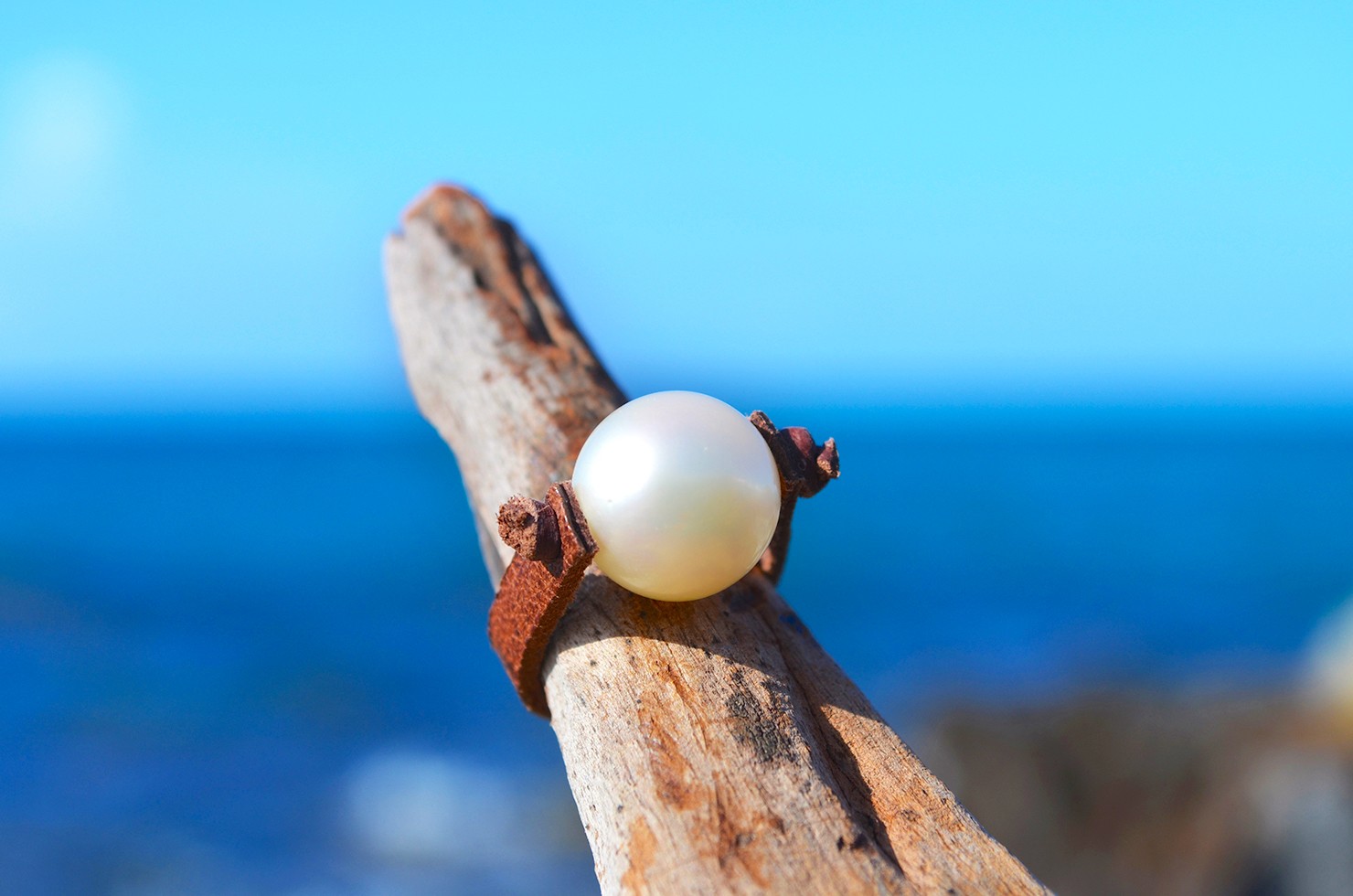 produit: Bague 1 perle d'Australie blanche (12mm)