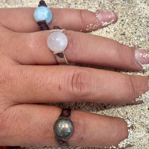 Customizable 10 mm Gemstone Leather Ring, second view