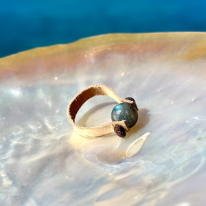Customizable 8 mm Gemstone Leather Ring, second view