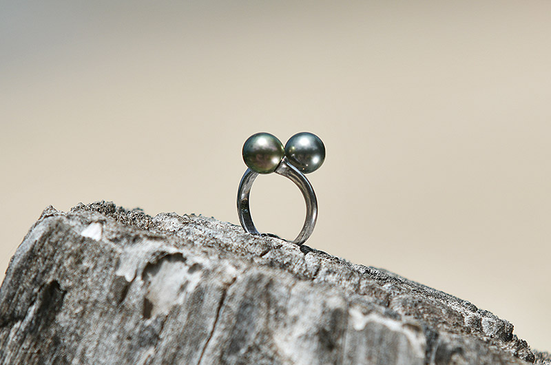 produit: You and Me Ring in 925 Silver and Tahitian Pearls