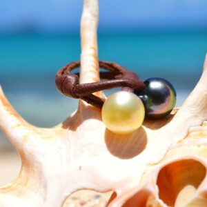Bague “Toi et Moi” Perles de Tahiti et d’Australie Dorée, seconde vue