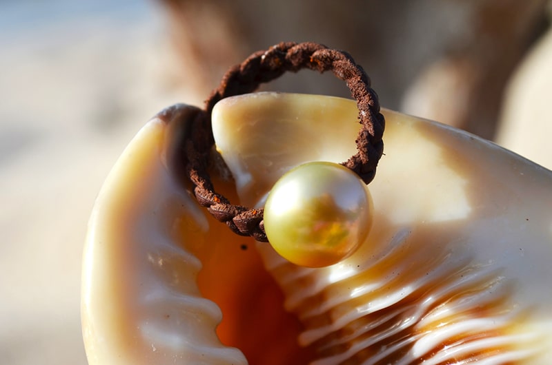 produit: Bague tressée 1 perle d’Australie dorée - 12mm