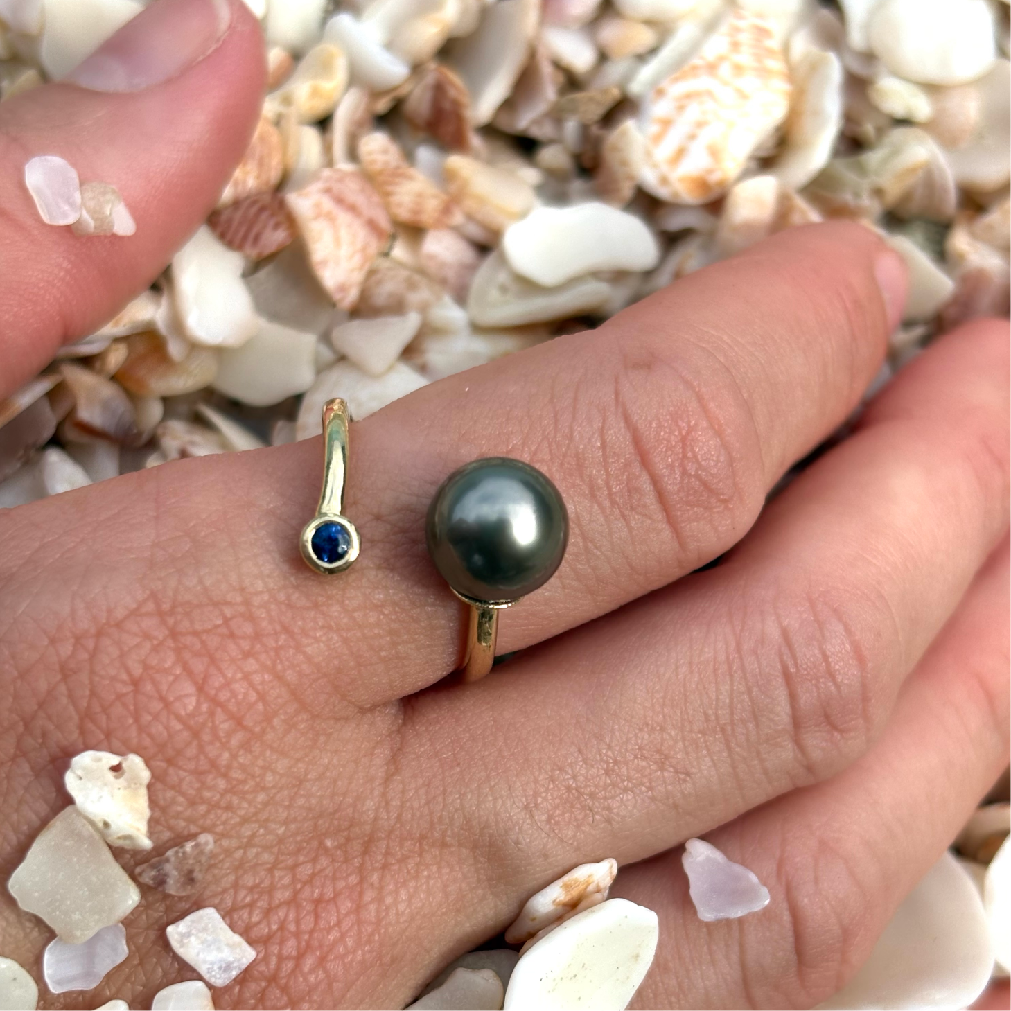 Product image Gold, Sapphire & Pearl Adjustable Precious Ring