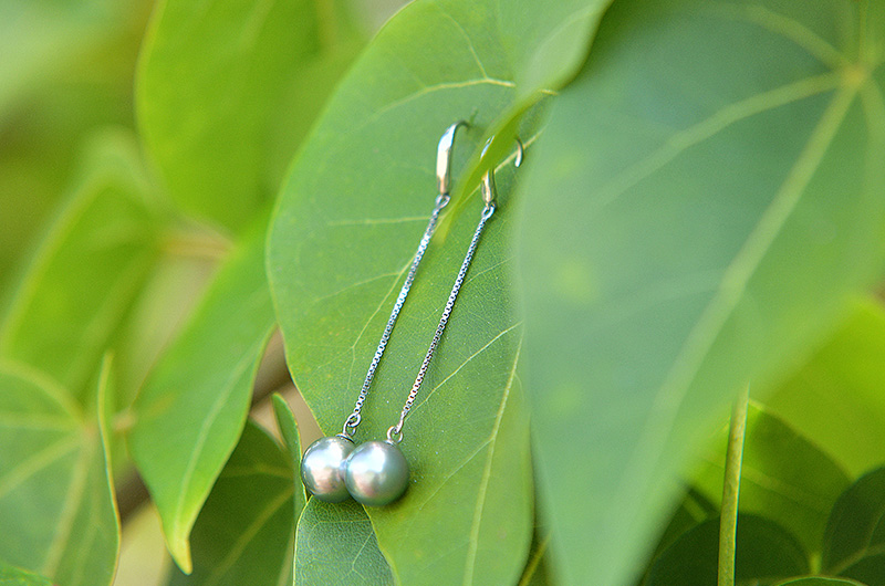 produit: Boucle d'oreille en argent et perles de Tahiti