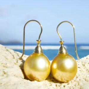 Australian Golden Pearl Earrings, second view