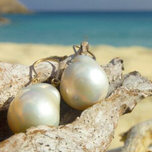 Gold Earrings with Freshwater Pearls, second view