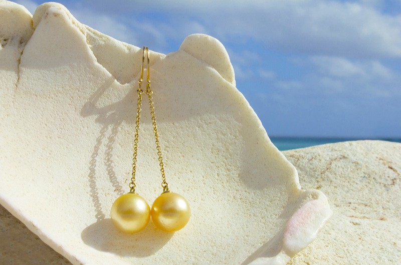 produit: Boucle d'oreilles perles Gold d'Australie