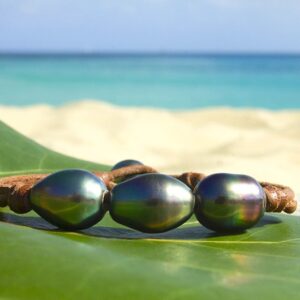 Bracelet with 3 Semi-Baroque Tahitian Pearls, second view
