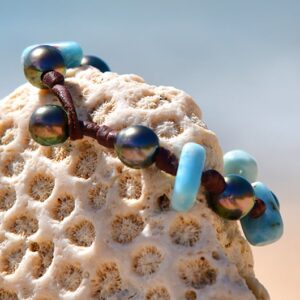 Bracelet 7 Perles de Tahiti et Larimar, seconde vue