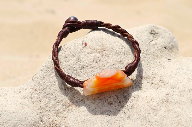 produit: Bracelet agate et perle de Tahiti