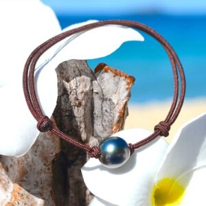 Adjustable 9 mm Semi-Round Tahitian Pearl Bracelet, second view