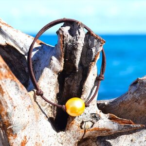Bracelet Ajustable une Perle Dorée d’Australie 11,5mm, seconde vue