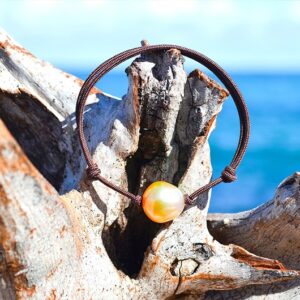 Bracelet Ajustable une Perle Dorée d’Australie 12mm, seconde vue