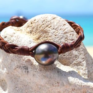Bracelet Large Tressé une Perle de Tahiti, seconde vue
