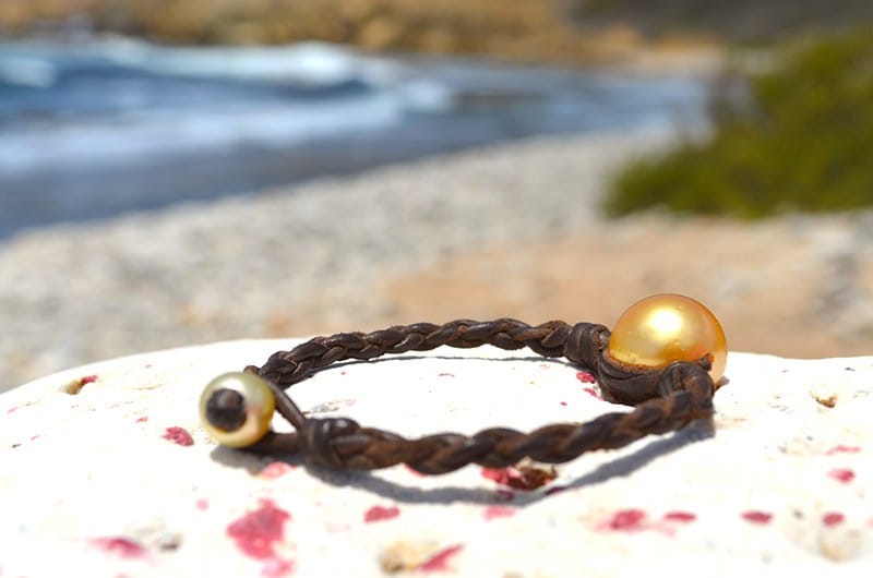 produit: Braided bracelet 1 Golden Australian Pearl