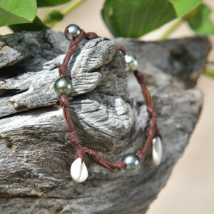 Bracelet Ou Chevillère Coquillage Et Perles De Tahiti, seconde vue