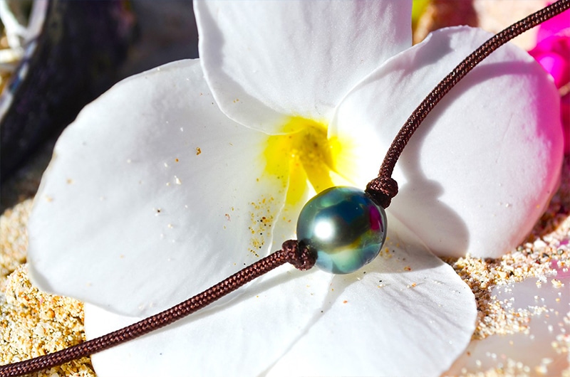 produit: Chocker Necklace 1 Tahitian Semi-Round Pearl (9mm)