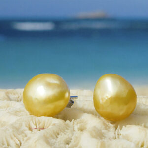 Golden Keshi Stud Earrings, second view