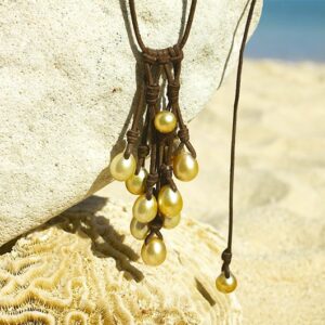 Grape Necklace 11 Golden Autralian Pearls, second view