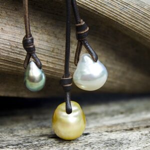 Cluster Necklace with 3 Australian and Tahitian Pearls, second view