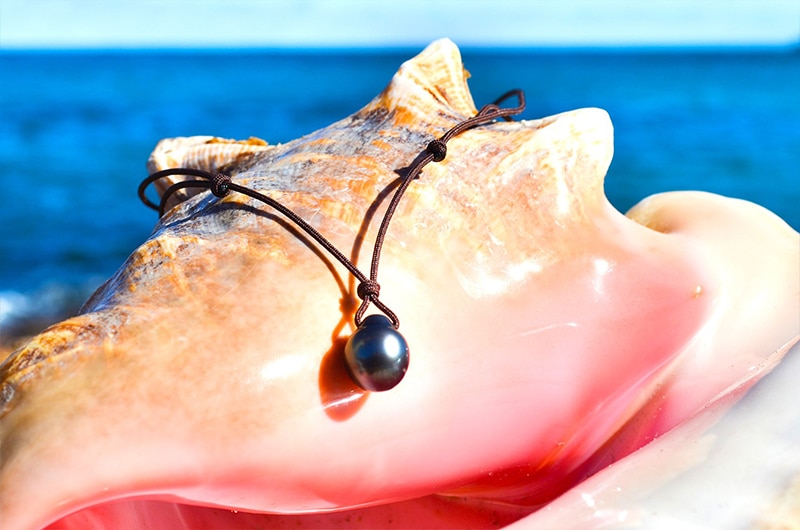 produit: Pendant necklace with 1 Tahitian pearl (13mm)