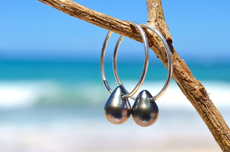 produit: Drop Tahitian pearl Creoles