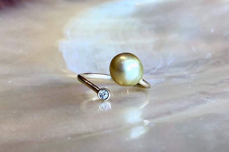 produit: Gold, diamond & pearl adjustable precious ring