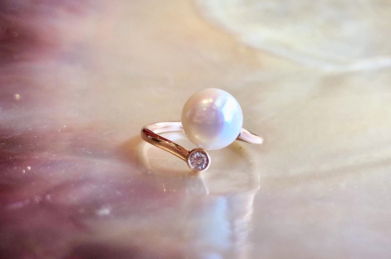 produit: Gold, diamond & pearl adjustable precious ring