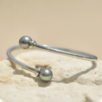 Jonc en Argent 925 et ses 2 Perles de Tahiti 9,5mm