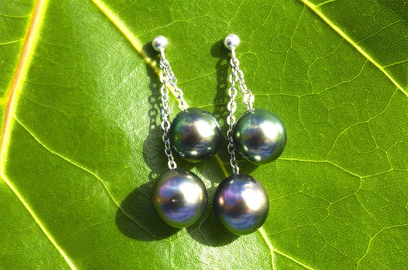 produit: Silver Earrings 4 Tahitian pearls